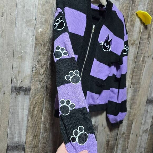 Studio Ghibli Kiki's Delivery Service Jiji Stripe Skimmer Hooded Cardigan - Picture 5 of 8